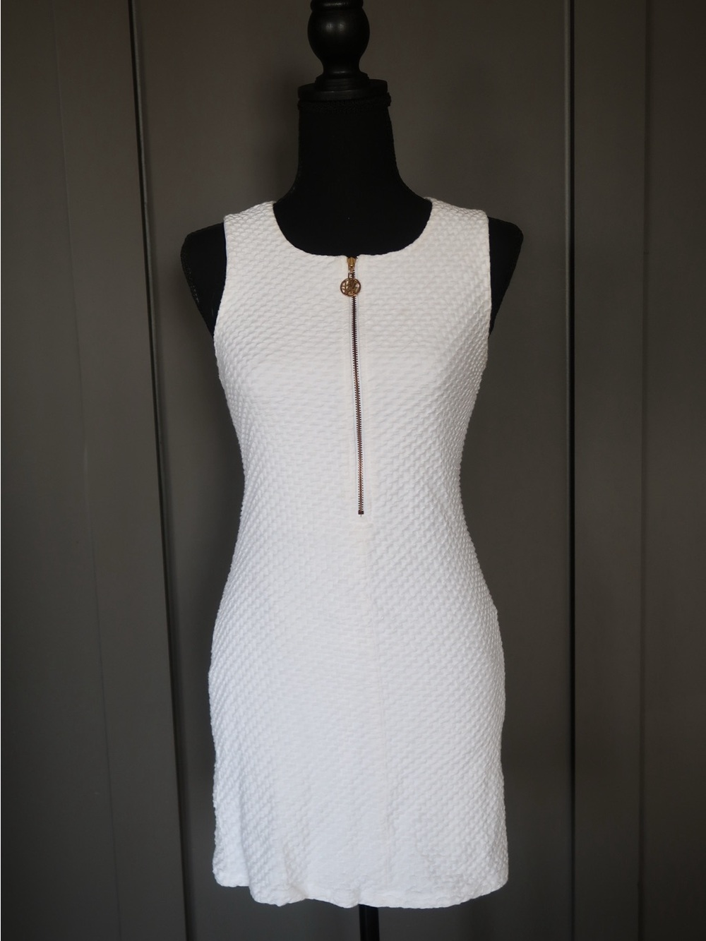 Lilly Pulitzer Mini Sheath Dress with Gold Zip in White